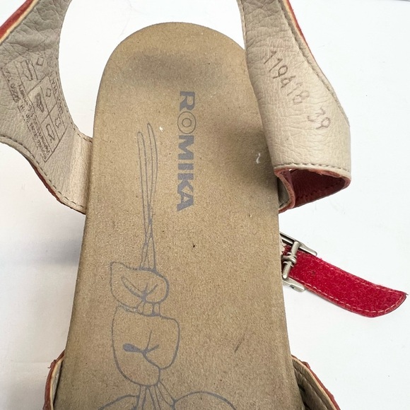 Romika Nevis 05 Red Leather Wedge Sandals Adjustable Straps & Cutout Size 8.5 - Picture 4 of 9